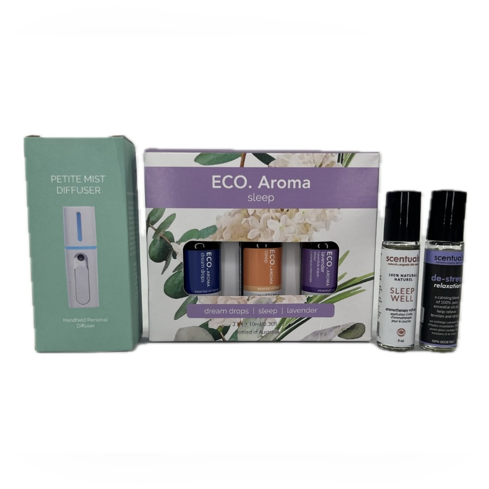 6 Pc Starter Set Eco. Modern Essentials Sleep Petite Diffuser Scentuals Roll Ons